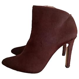 Pura Lopez-Pura Lopez pony-style calf leather boots-Dark red