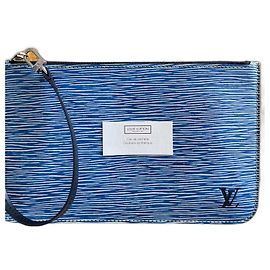 Louis Vuitton Blue Leather Clutch Bag Blue