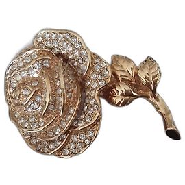 Vintage & New - Spilla DIOR rosa con zirconi D'oro Gold hardware