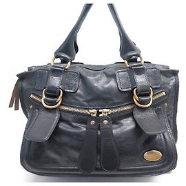Chloé BOLSA DE MÃO CHLOE GRANDE BAY PRETA DE COURO Preto