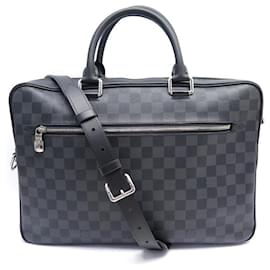 Louis Vuitton-NEW LOUIS VUITTON BRIEFCASE BUSINESS MM DAMIER GRAPHITE BAG-Grey