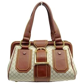 Céline-CELINE HANDBAG IN TRIOMPHE CANVAS AND PURSE LEATHER CANVAS LEATHER HAND BAG-Brown