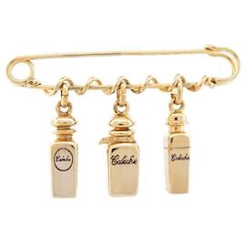 Hermès VINTAGE BROCHE HERMES CHARMS PERFUME CALECHE BRELOQUES METAL DORE GOLD BROOCH Golden