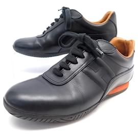 Hermès-HERMES sneakers SHOES LOGO H 35.5 BLACK LEATHER SHOES BLACK LEATHER SNEAKERS-Black
