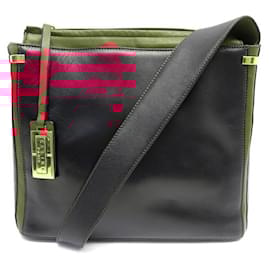 Céline-VINTAGE CELINE HANDBAG IN TWO-TONE RED AND BLACK LEATHER PURSE HAND BAG-Other