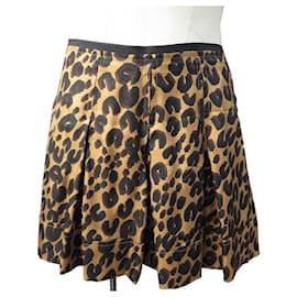 Louis Vuitton-LOUIS VUITTON STEPHEN SPROUSE LEOPARD PRINT MINI SKIRT S 36 BROWN SKIRT-Brown