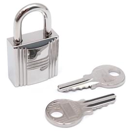 Hermès-NEW HERMES PADLOCKS 163 KELLY BIRKIN BAG IN STEEL PALLADIE NEW HANDBAG PADLOCK-Silvery