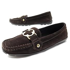 Louis Vuitton-LOUIS VUITTON LOAFERS 36 BROWN SUEDE SUEDE SHOES-Brown