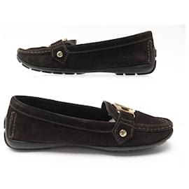 Louis Vuitton-LOUIS VUITTON LOAFERS 36 BROWN SUEDE SUEDE SHOES-Brown
