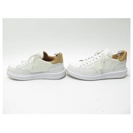 Louis Vuitton-LOUIS VUITTON BEVERLY HILLS SNEAKER SHOES 8 42 MONOGRAM FOOTPRINT LEATHER-White