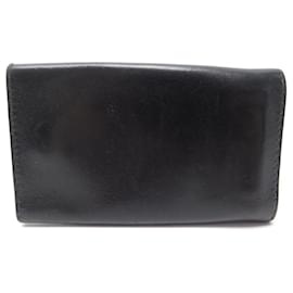 Hermès-VINTAGE HERMES KEY RING 6 BLACK SWIFT LEATHER KEYS SADDLE KEYS HOLDER-Black