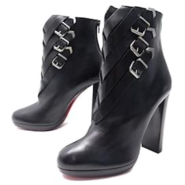 Christian Louboutin-NEW CHRISTIAN LOUBOUTIN TROOP BOOTS SHOES 39 BLACK LEATHER BOOTS-Black
