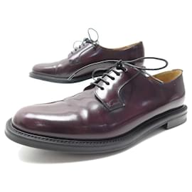 Church's-CHURCH'S DERBY CINDY R SHOES 8479102 39 BURGUNDY ICE LEATHER SHOES-Dark red