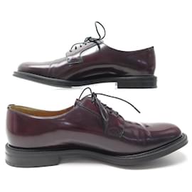 Church's-CHURCH'S DERBY CINDY R SHOES 8479102 39 BURGUNDY ICE LEATHER SHOES-Dark red