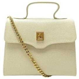 Lanvin-NEW LANVIN BABY S HANDBAG94GL016 ECRU GRAINED LEATHER BANDOULIER HAND BAG-Cream