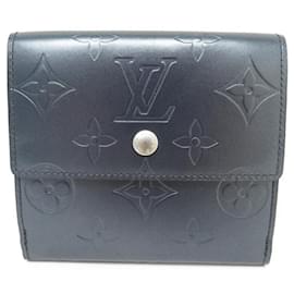 Louis Vuitton-LOUIS VUITTON LUDLOW GELDBÖRSE AUS MATTEM MONOGRAMMLEDER BLAUES LEDERGELDBÖRSE-Marineblau