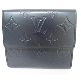 Louis Vuitton-LOUIS VUITTON LUDLOW GELDBÖRSE AUS MATTEM MONOGRAMMLEDER BLAUES LEDERGELDBÖRSE-Marineblau