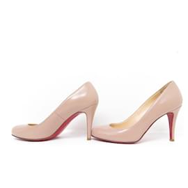 Christian Louboutin-CHRISTIAN LOUBOUTIN SHOES SINGLE PUMP PUMPS 36 NUDE LEATHER SHOES-Other