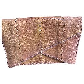 Bottega Veneta Crocodile Leather Clutch Beige Beige