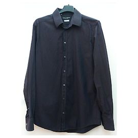 Camicia Dolce & Gabbana Gold Series Nera a Righe Blu Cotone M Nero