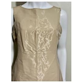Alberta Ferretti-Kleid aus Wollmischung mit Metallic-Schimmer-Beige,Golden