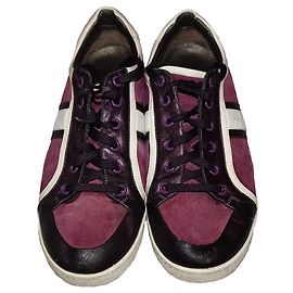 BASKETS EN DAIM ET CUIR VERNI SALVATORE FERRAGAMO Violet