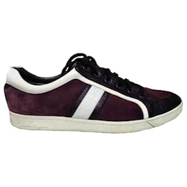 Salvatore Ferragamo-SALVATORE FERRAGAMO SUEDE AND PATENT LEATHER SNEAKERS-Purple