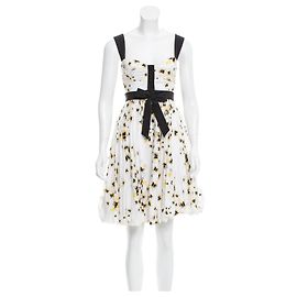 Diane Von Furstenberg Robe vintage bourdon DvF Carson Noir Blanc Jaune