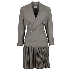 Abito Alaïa micro pied de poule e gonna plissettata Multicolore