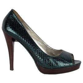 Calvin Klein Python Peep-Toe Shoes Green