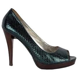 Calvin Klein Python Peep-Toe-Schuhe Grün