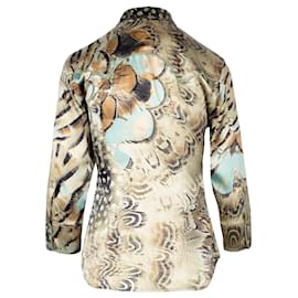 Roberto Cavalli-Blusa de seda com estampa de penas Roberto Cavalli-Outro,Impressão em python