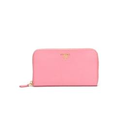 Prada-Portefeuille zippé Saffiano-Rose