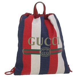 GUCCI Web Sherry Line Backpack Canvas Tricolor Red Blue Green 473872 Auth am3970 Red Blue Green