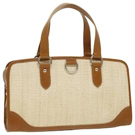 Burberry-BURBERRY Hand Bag leather straw Beige Auth ro931-Beige
