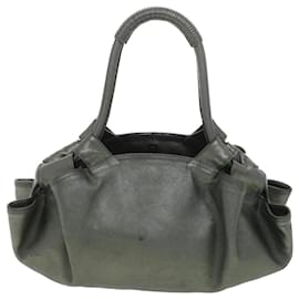 Loewe-LOEWE Hand Bag Leather Gray Auth am3968-Grey