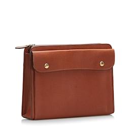 Burberry-Burberry Leather Clutch Bag-Brown