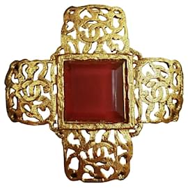 Chanel-chanel collector brooch-Golden,Dark red