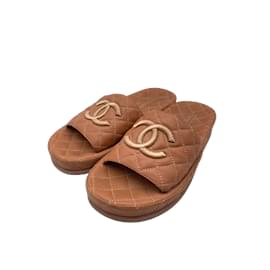 Chanel-CHANEL  Mules & clogs T.eu 38 Leather-Brown