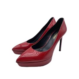 Saint Laurent-Escarpins SAINT LAURENT T.UE 37 En cuir vernis-Rouge