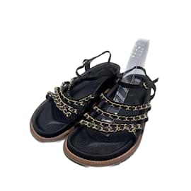 Chanel-CHANEL  Sandals T.eu 39.5 Leather-Black