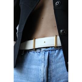 Hermès-HERMES  Belts T.cm 75 Leather-White