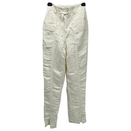 Maje-AJE Pantalones T.Reino Unido 8 lino-Blanco