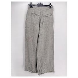 Autre Marque-MATIN  Trousers T.UK 8 Linen-Grey