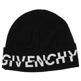Gorro de lã com aba dobrada e logo Givenchy Preto