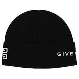 Givenchy-Brodé Givenchy 4Bonnet en laine à logo G-Noir
