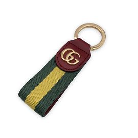 Gucci GG Logo Green Yellow Ophidia Keyring Key Ring with Box Multiple colors