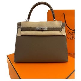 Hermès Bolsa de kelly 28  ETUPE EPSOM Gris pardo
