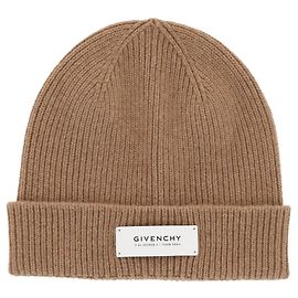 Gorro de couro canelado com logotipo Givenchy Bege