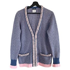 Cardigan Chanel en cachemire tressé bleu et rose Rose Bleu